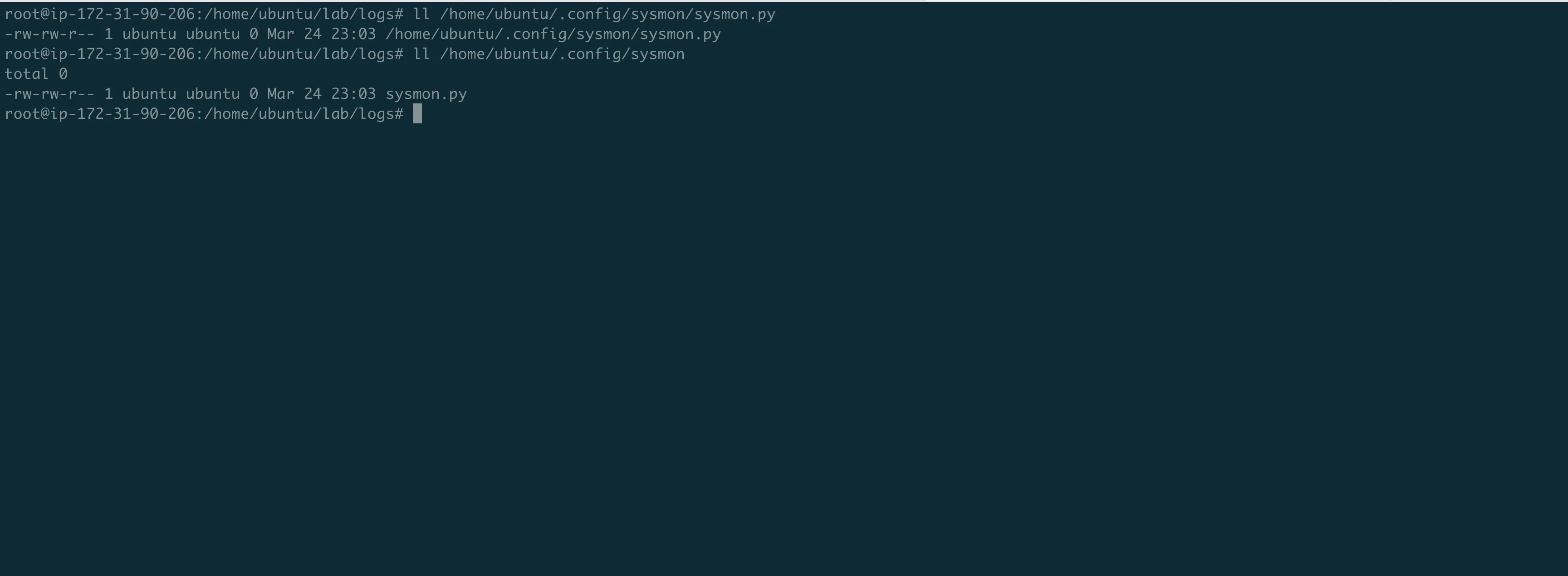 sysmon.py created but 0 bytes on disk