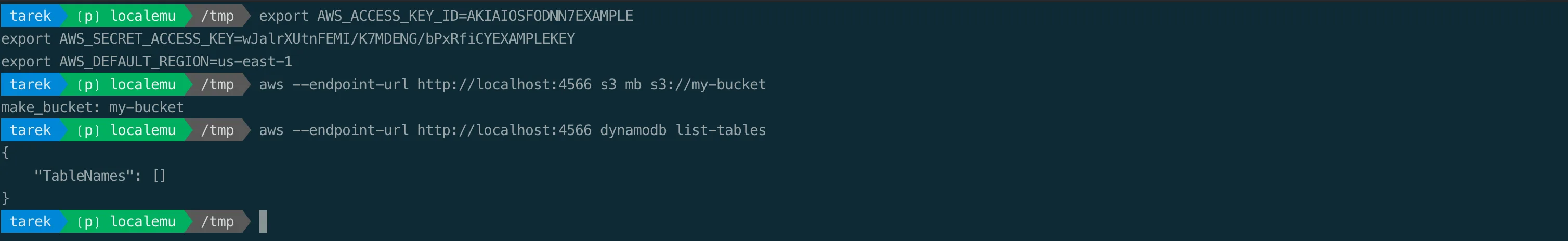 Running AWS CLI commands against LocalEmu on localhost:4566