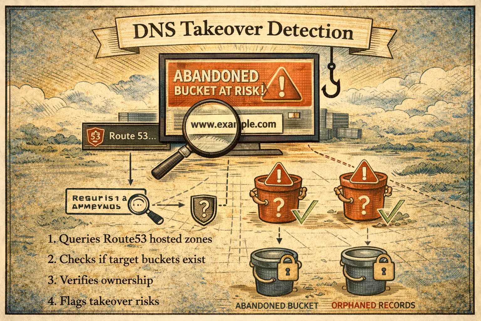 S3 Security Scanner identifying DNS takeover vulnerabilities in Route53 records