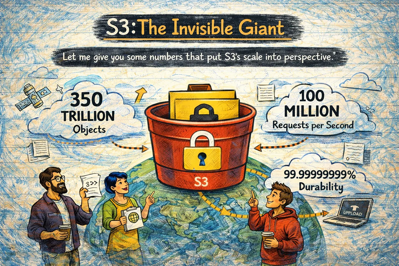 S3: The Invisible Giant - 350 trillion objects, 100 million requests per second, 99.99999999% durability