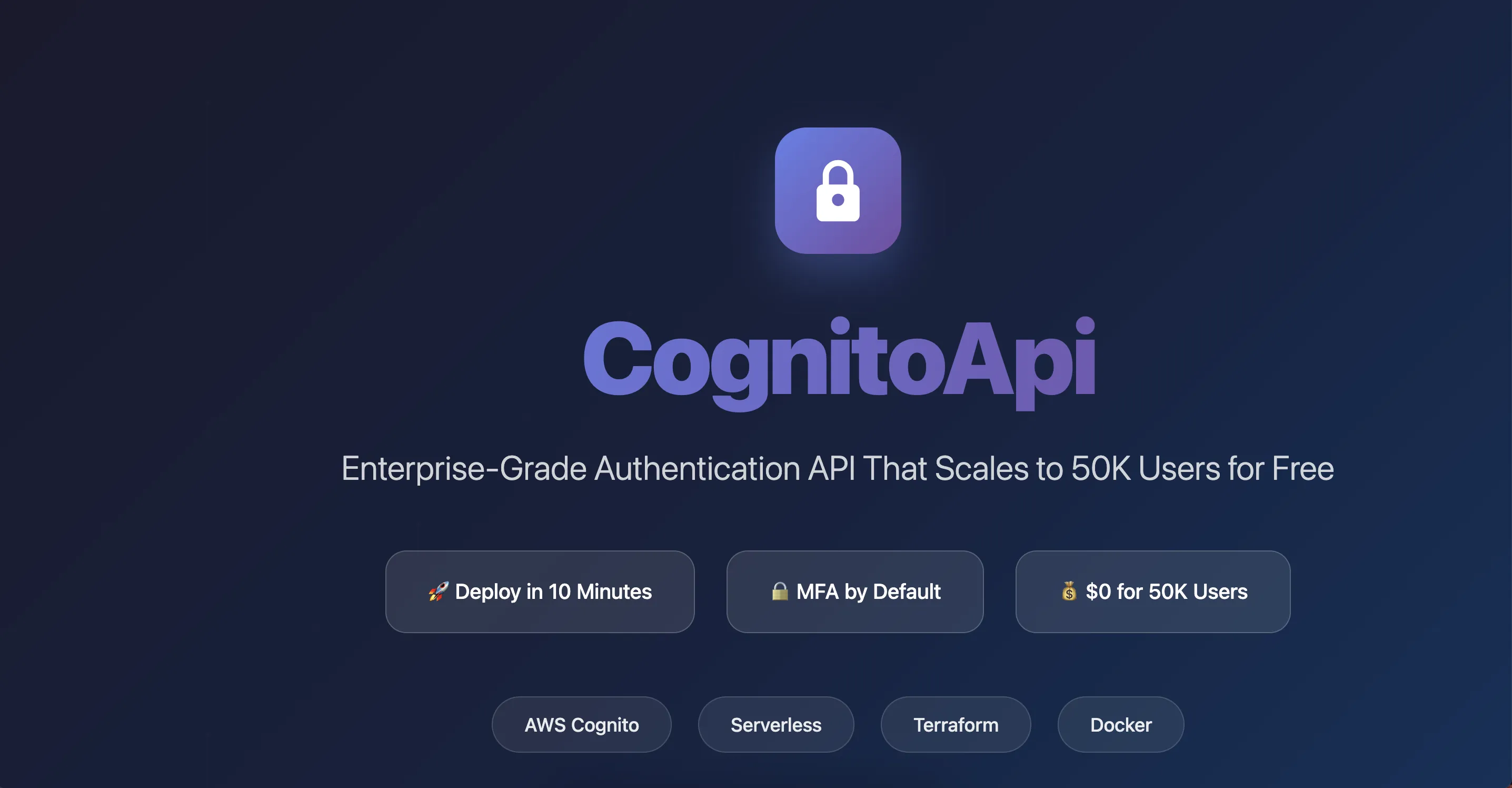 CognitoApi serverless authentication architecture overview